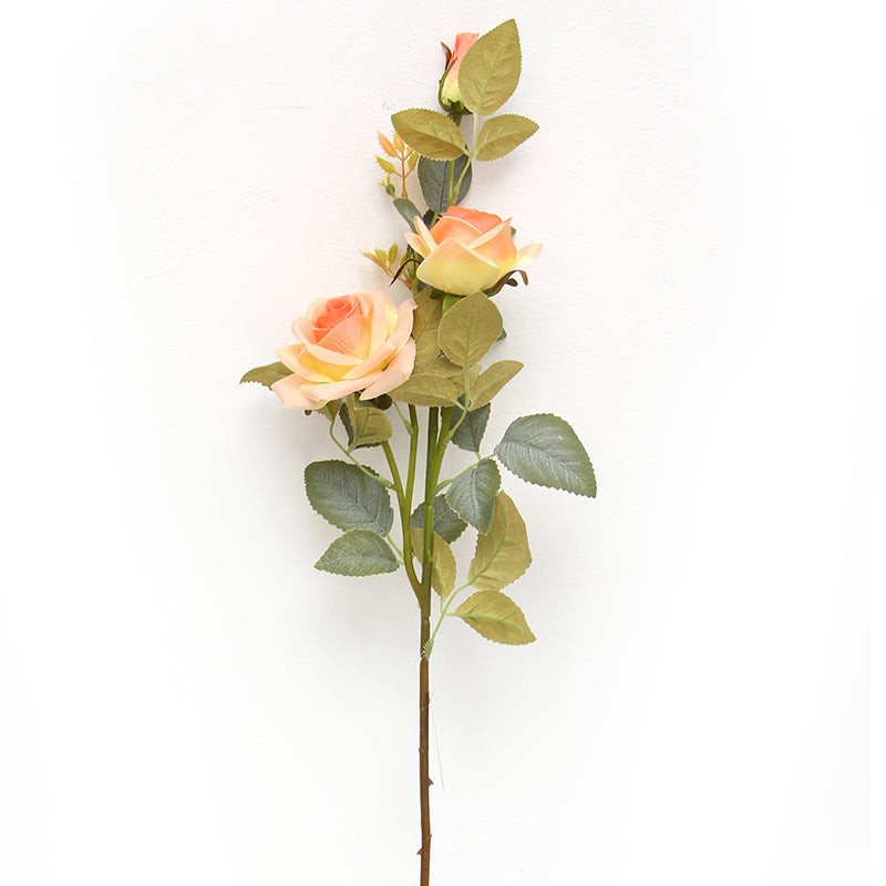 Hand Made Customized 3Head Artificial Rose Cloth Flower Arrangement Wedding Decoration Flowers