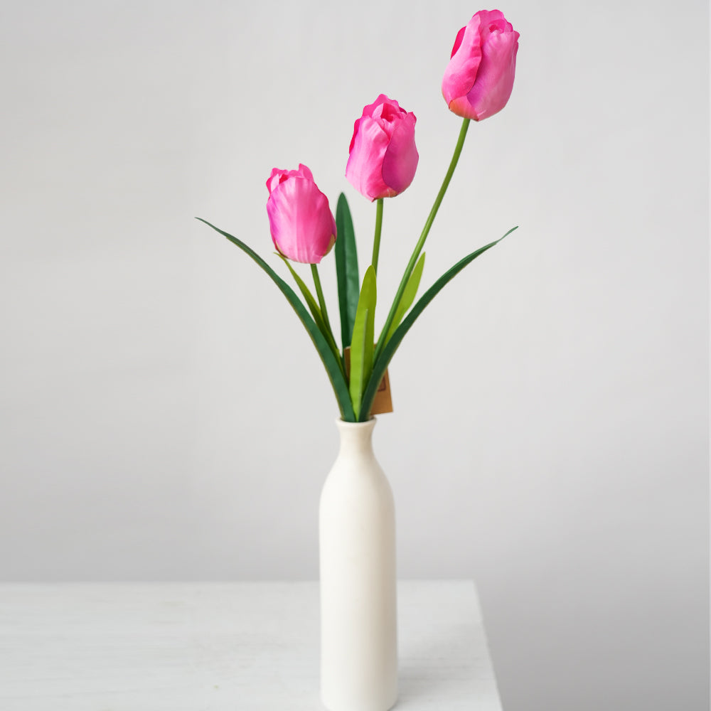 Wholesale 3-head Silk Real Touch Tulips Artificial Flower for Home Bendable Stem Tulip Flowers DIY Event Centerpiece