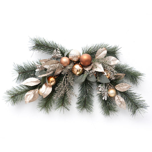 High Quality Christmas Swag Artificial Xmas Lintel Hanging Decorations Golden Christmas Ball Swag Garland for Wall Window Decor