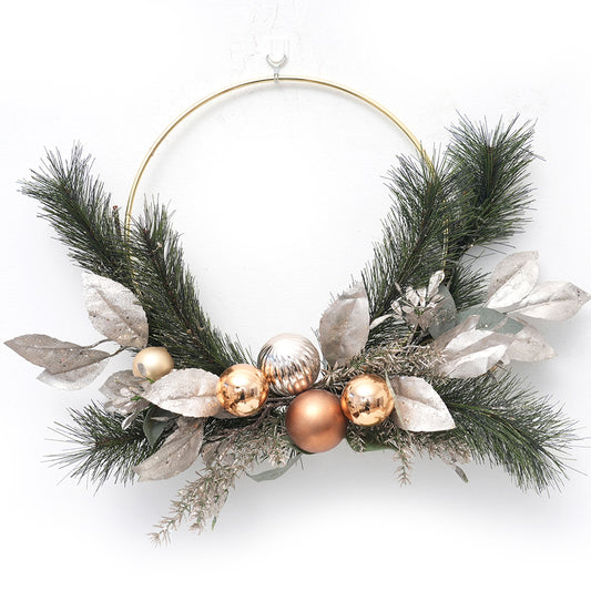 Modern Luxury Half Christmas Wreath 60cm Artificial Wreath with Plastic Christmas Ball Christmas Decorations Wholesale