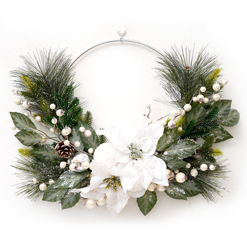 2025 Newly Design Artificial Christmas Wreath 55cm Faux Half Decorative Wreaths For Home Christmas Decorations