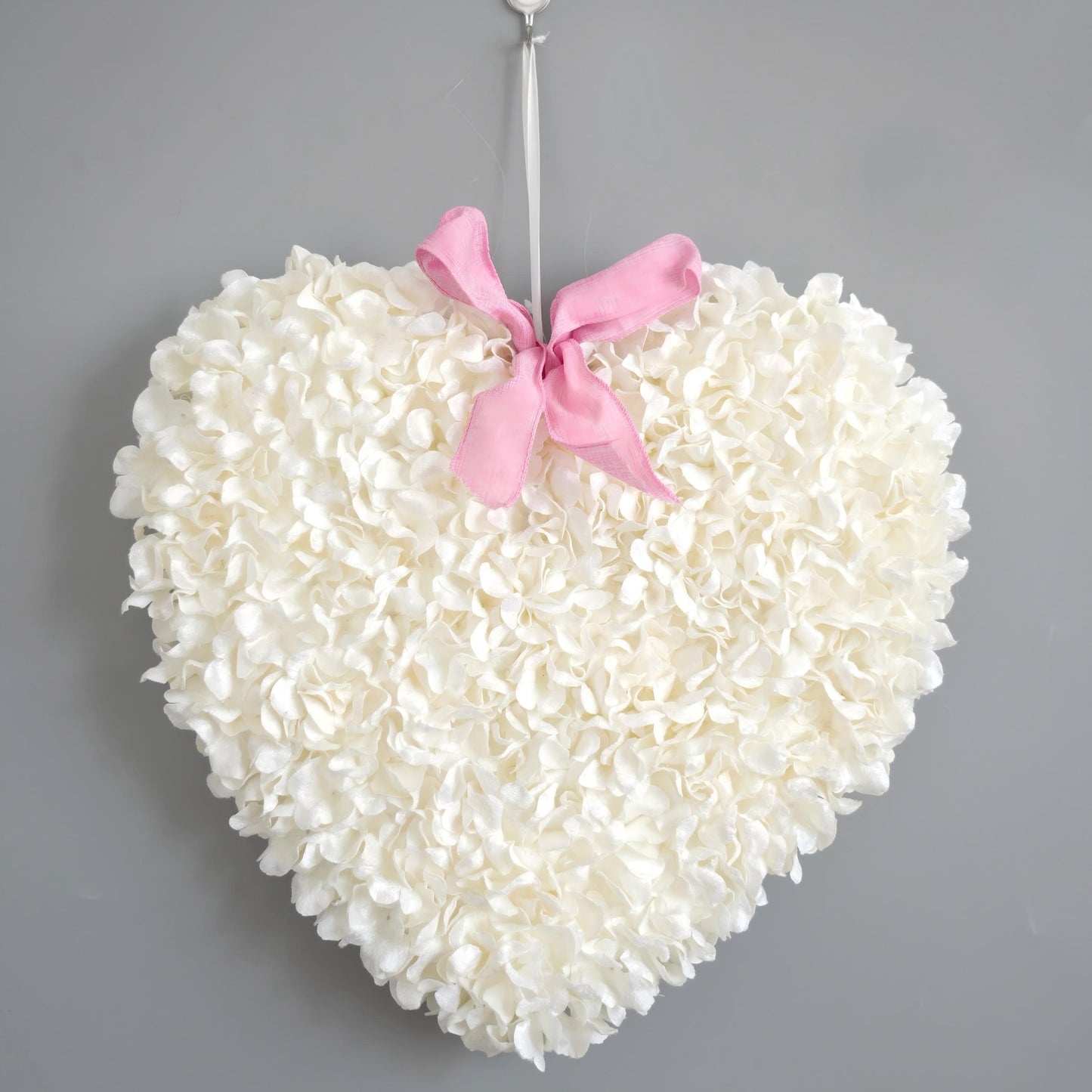 Exquisite Large White Petal Heart Artificial Roses Petals Heart Hanging Decoration For Valentine's Day Wall Home Party Decor