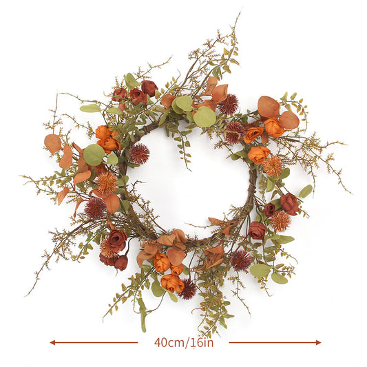 Customized Autumn 40cm Artificial Wreaths Autumn Decorative Flowers, Wreaths and Plants Decorative Wreaths For Home Decor