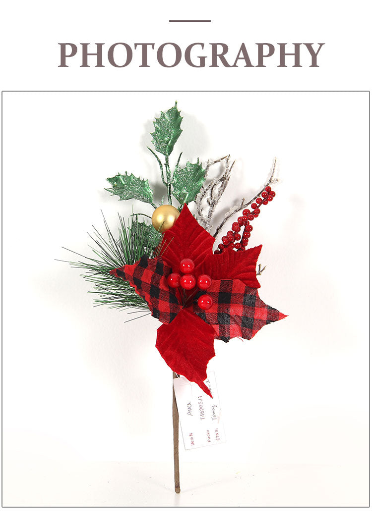 Red Style Christmas Flower New Design Home Christmas decoration supplies artificial flowers with pine picks as Christmas branch