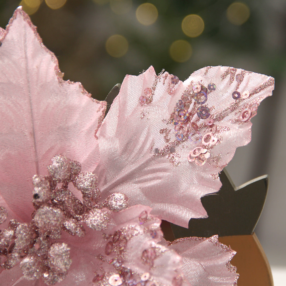 Artificial pink Leaves with glister Decorations for  Party  Wedding Birthday holiday