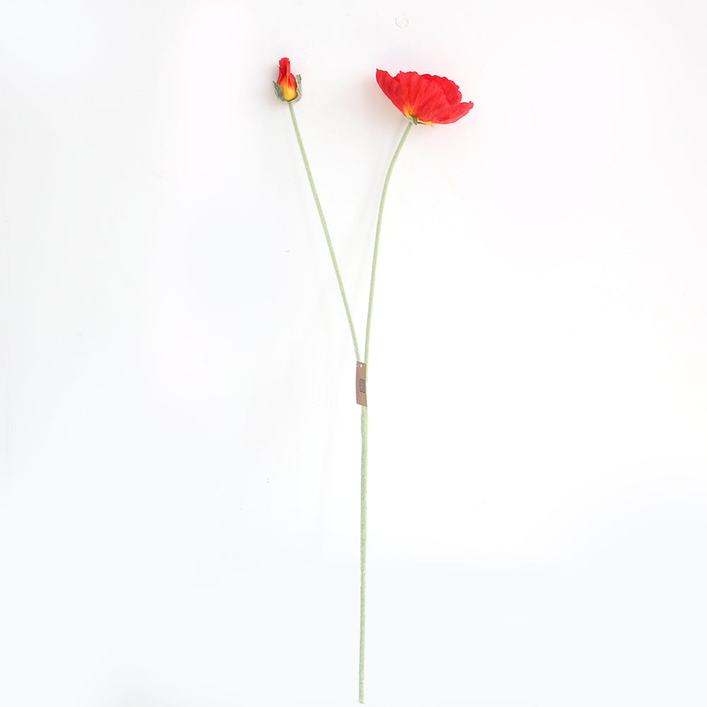 90CM Large Flocking Poppy Flower Artificial Flower Home Decoration Flower Branches