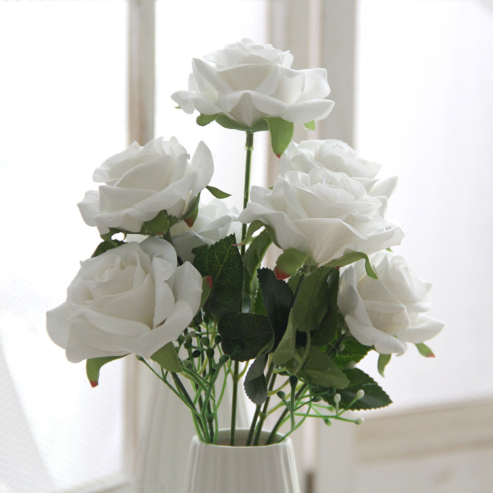 Hot-Selling Item White Roses Artificial Flowers High Quality Roses Wedding Home Bouquet Decorative Rose Flowers