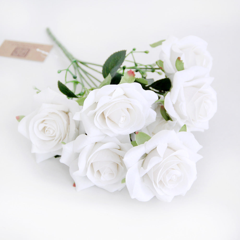 Hot-Selling Item White Roses Artificial Flowers High Quality Roses Wedding Home Bouquet Decorative Rose Flowers