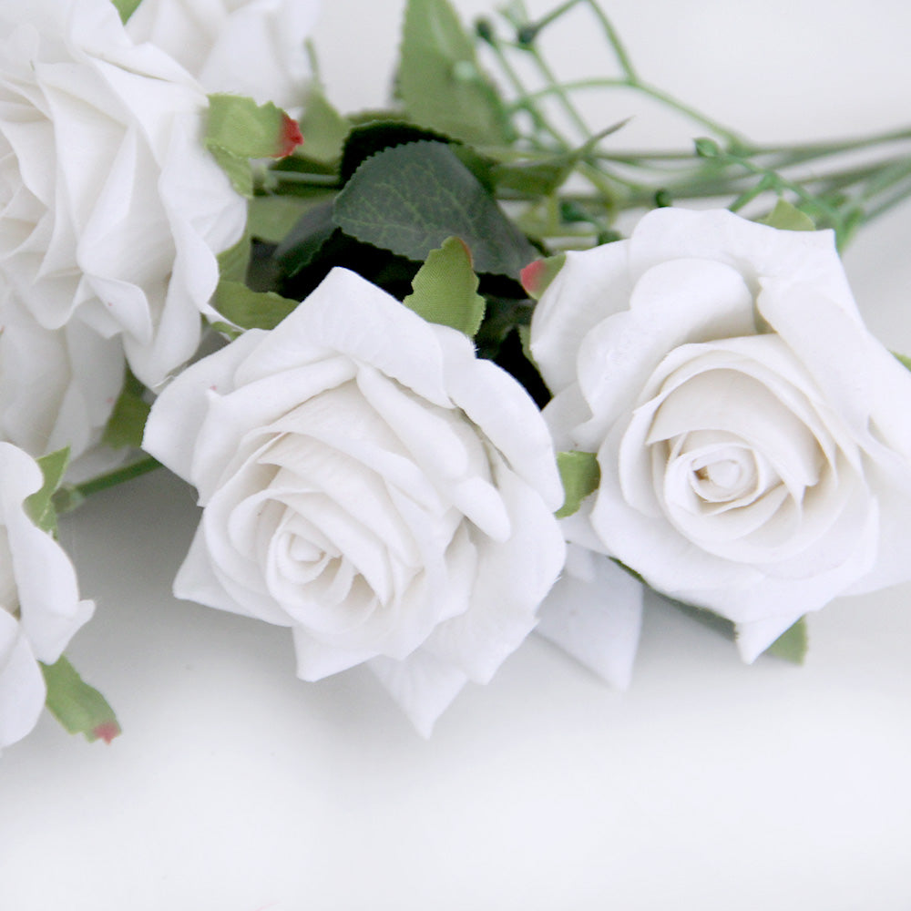 Hot-Selling Item White Roses Artificial Flowers High Quality Roses Wedding Home Bouquet Decorative Rose Flowers