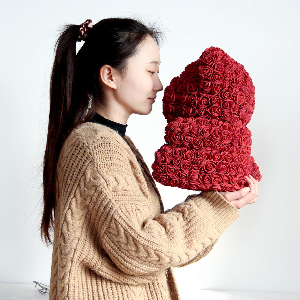 40 cm Red rose bear