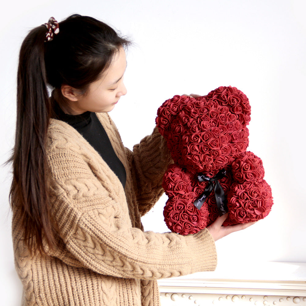 40 cm Red rose bear