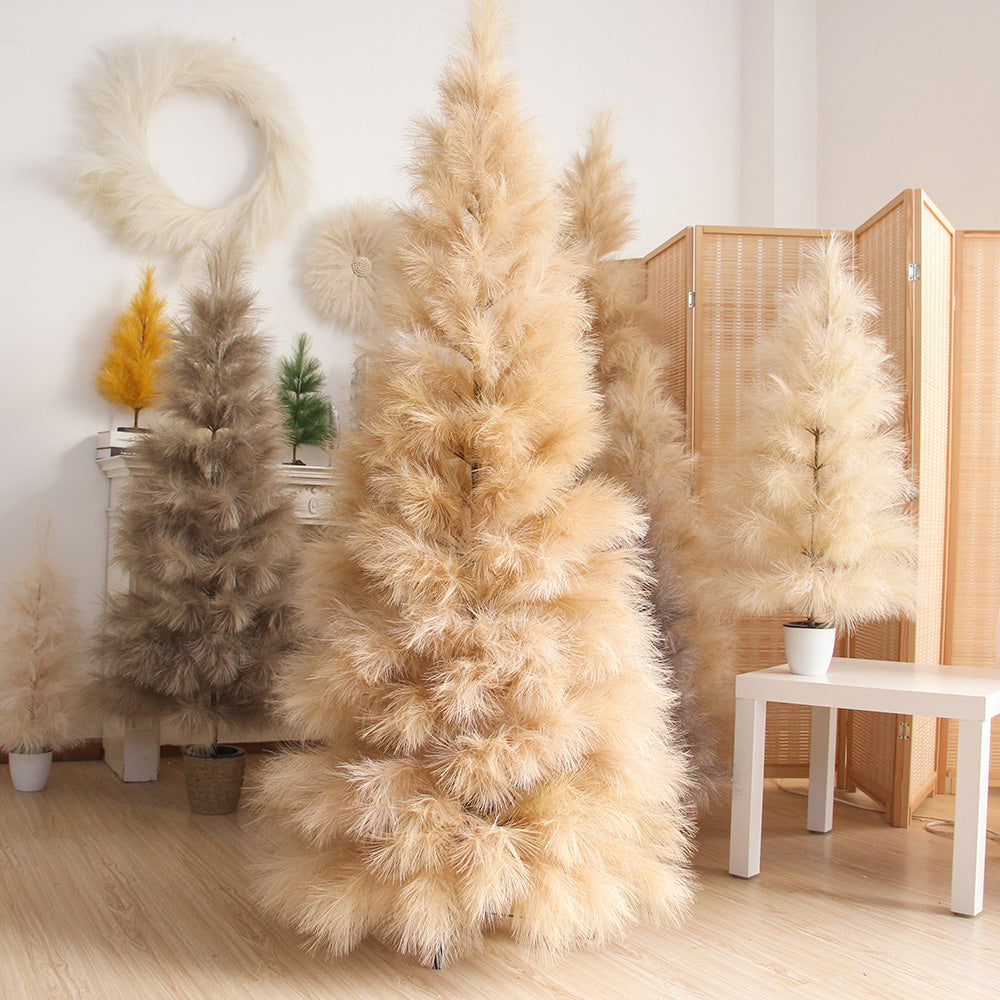 Original Design! Best Seller 6-ft Artificial Pampas Tree High Quality Fluffy Large Christmas Tree Indoor Outdoor Decoration