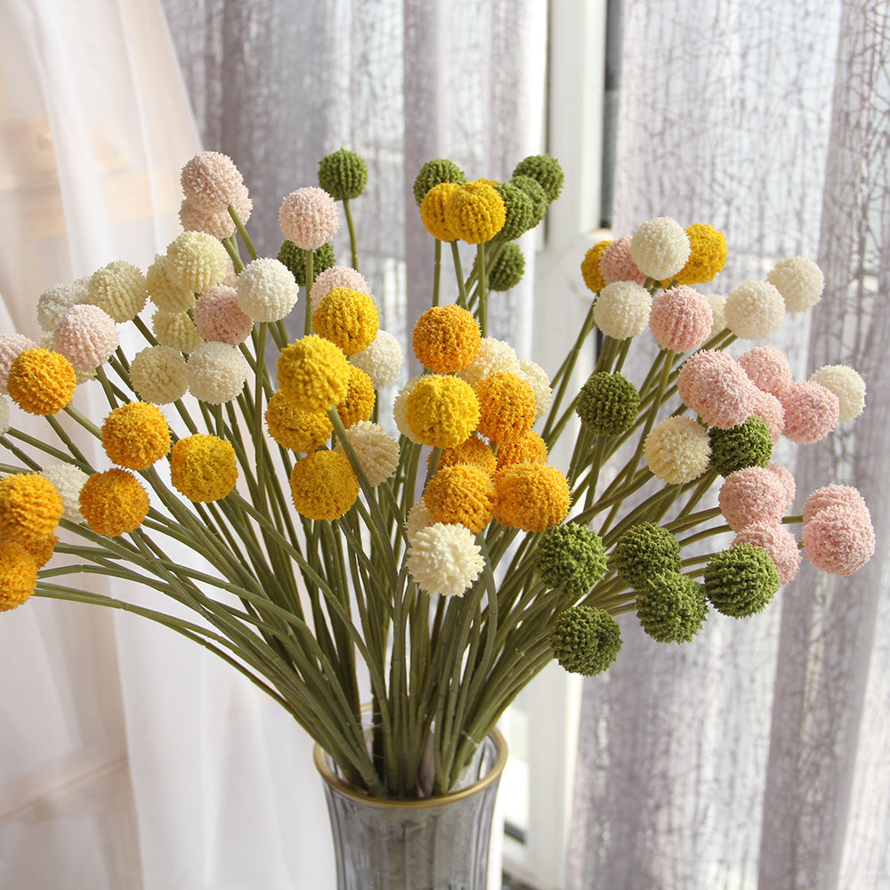 62CM Mini Allium Spray Artificial Flower Spring and Summer Wedding Decoration Colorful Long Steam Ball Flowers