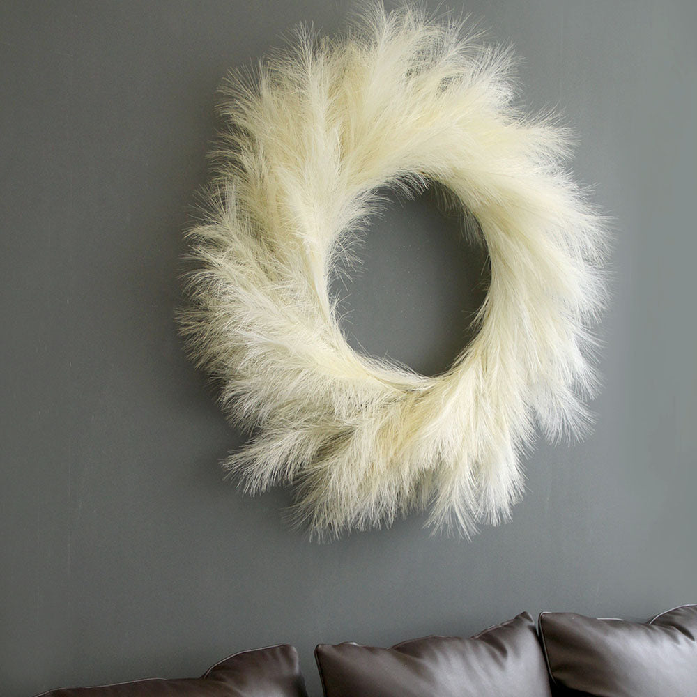 90cm artifical pampas grass wreath for boho wall decor