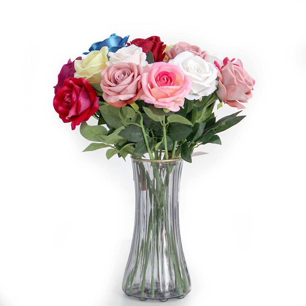 50CM Valentine's Gift Home Wedding Decoration Artificial Rose Bush Red Rose Bouquet Artificial