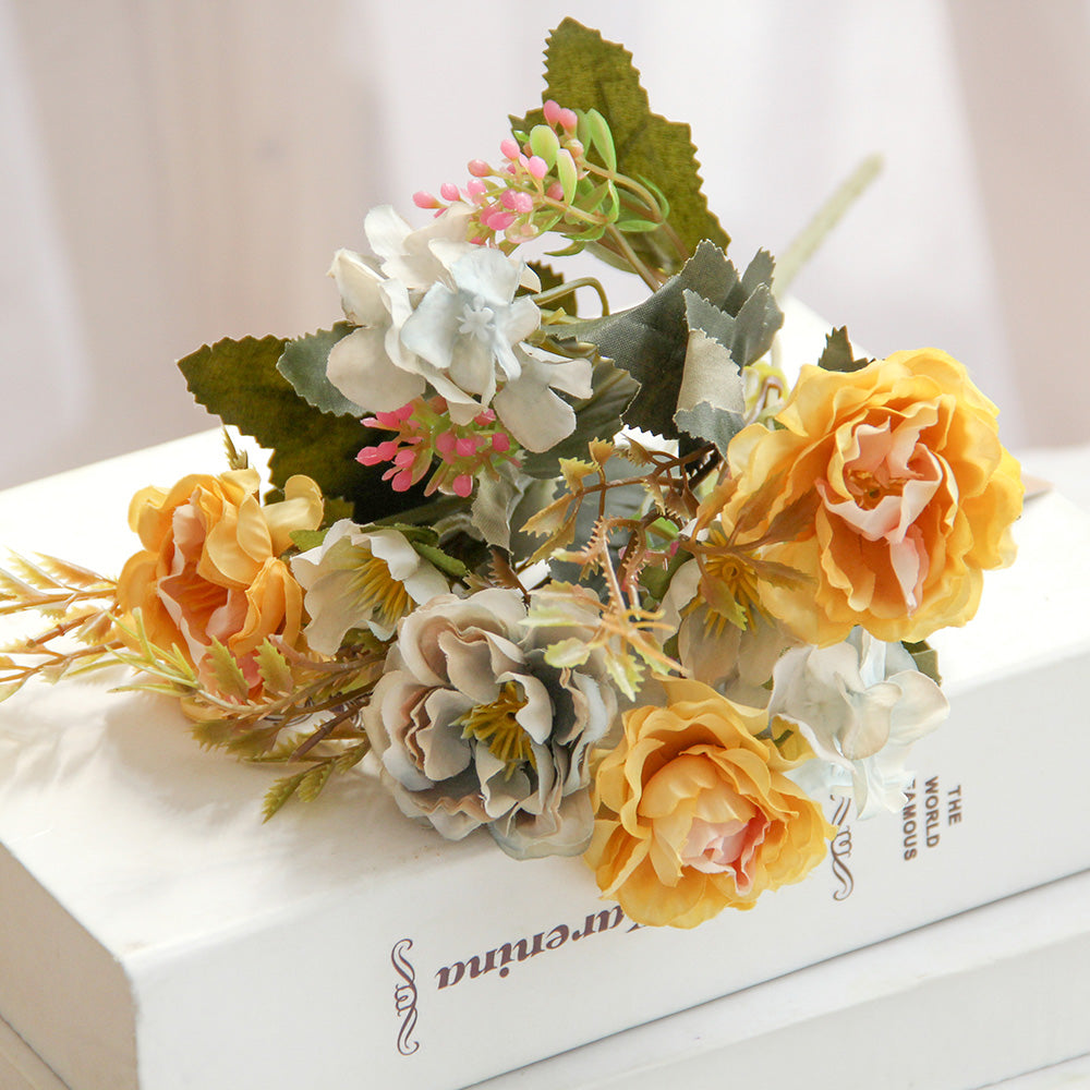 Hand-Made Multicolor Camellia Rose Hydrangea Flower Good-looking Artificial Flowers For Wedding Party Home Store Decor