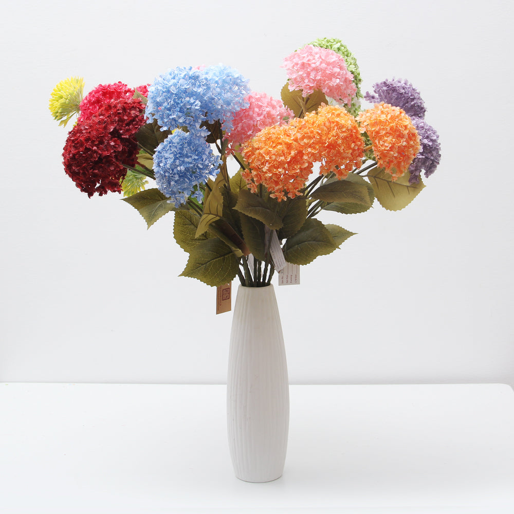 67cm 3 heads wood hydrangea artificial flower summer