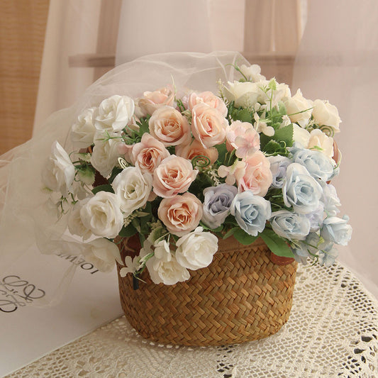 Beautiful Design Factory Roses White Silk Flower Bushes Bouquets Wedding Peony Artificial Flowers Rose Bouquet Home Decor