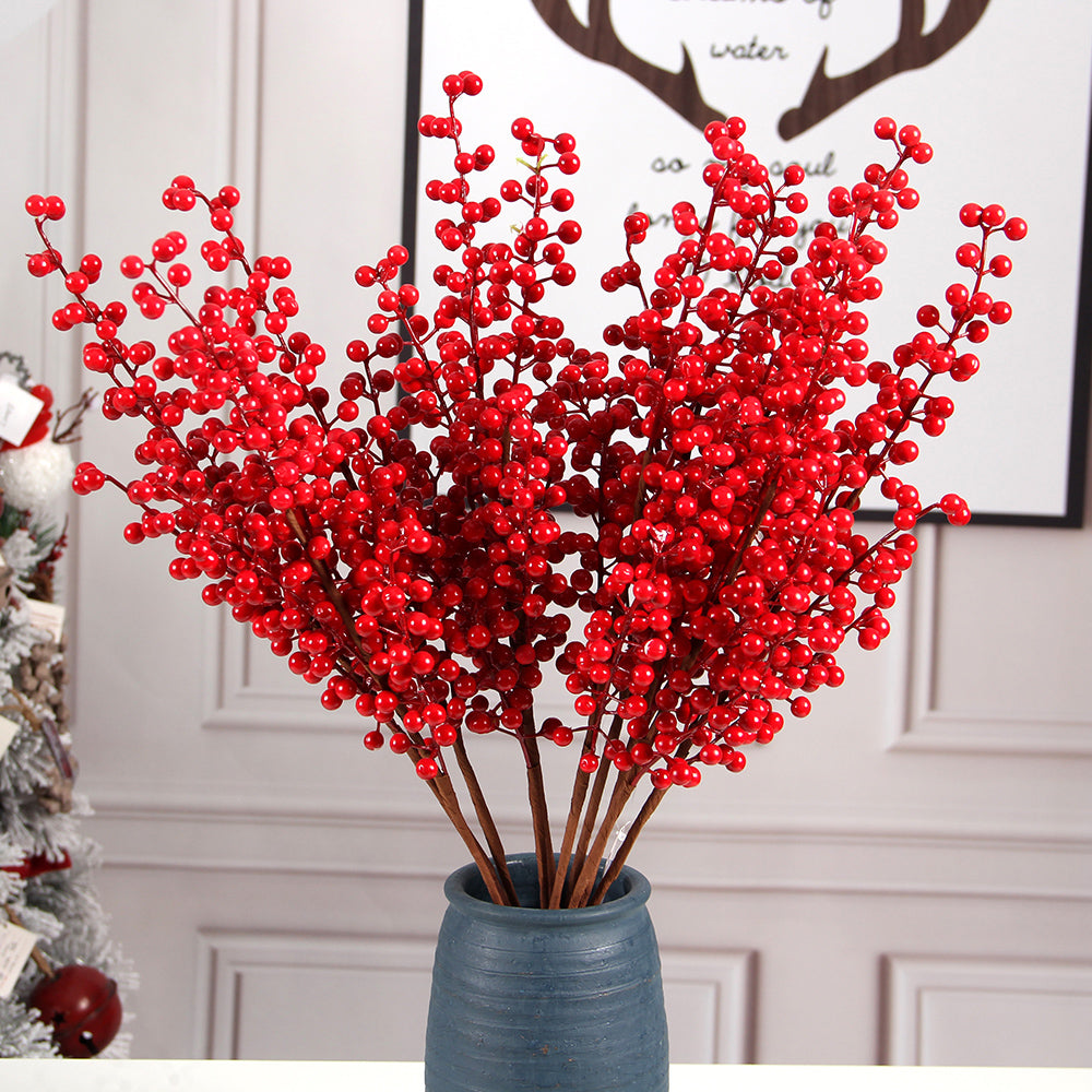 China Hot Artificial Red Berries Stems For Festival Wedding Christmas Decoration