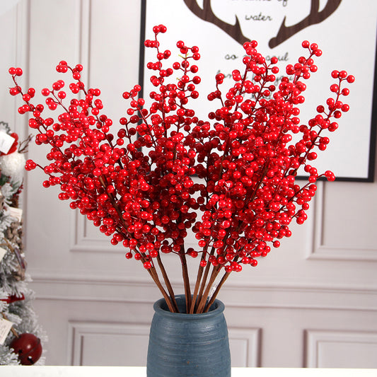 China Hot Artificial Red Berries Stems For Festival Wedding Christmas Decoration