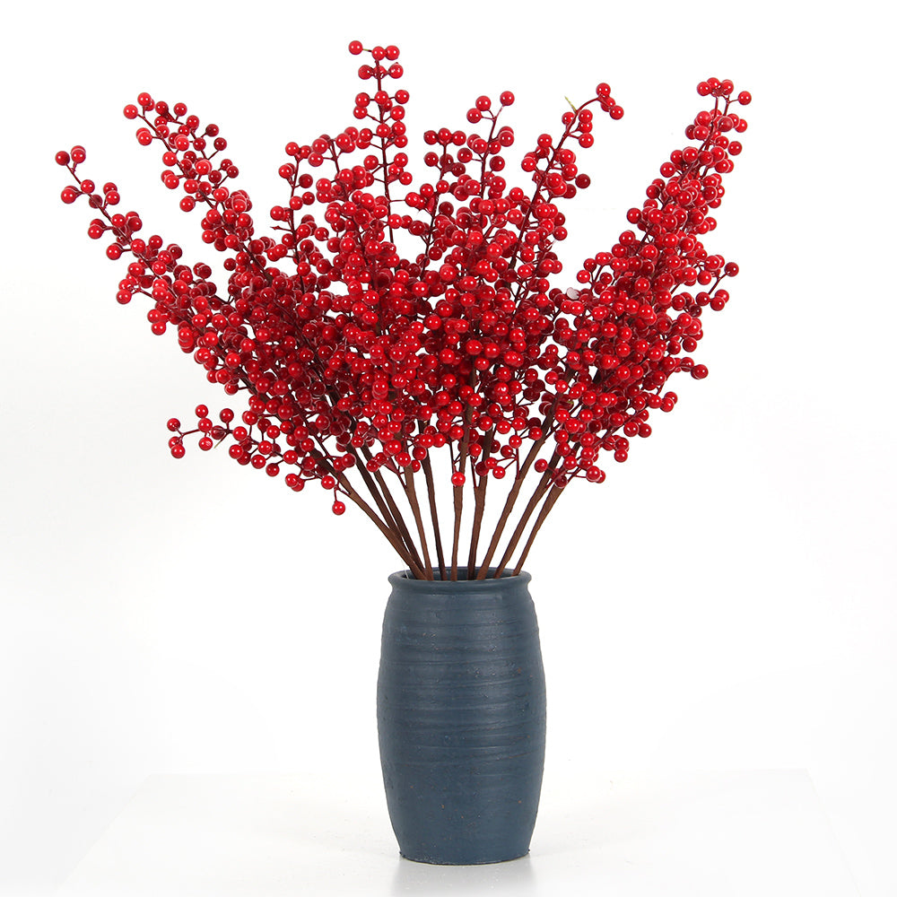 China Hot Artificial Red Berries Stems For Festival Wedding Christmas Decoration