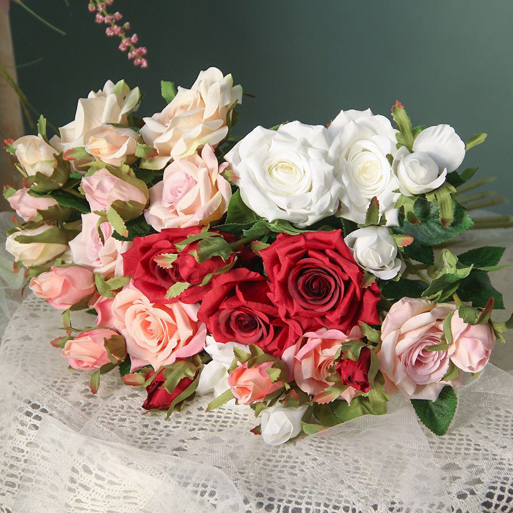 Wholesale Artificial Flowers Cheap Price 2 Heads Real Touch Roses Wedding Centerpiece Flower Home Decoration Flower