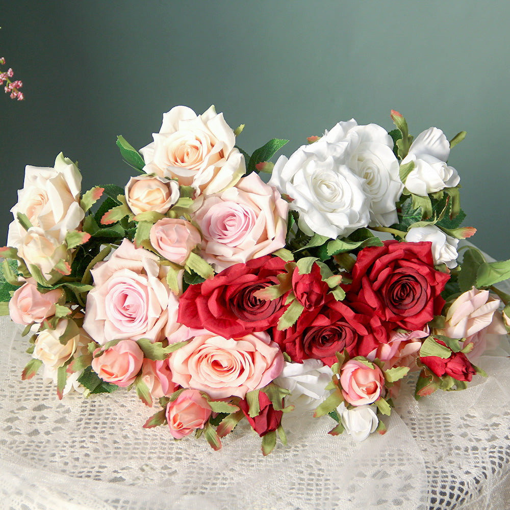 Wholesale Artificial Flowers Cheap Price 2 Heads Real Touch Roses Wedding Centerpiece Flower Home Decoration Flower